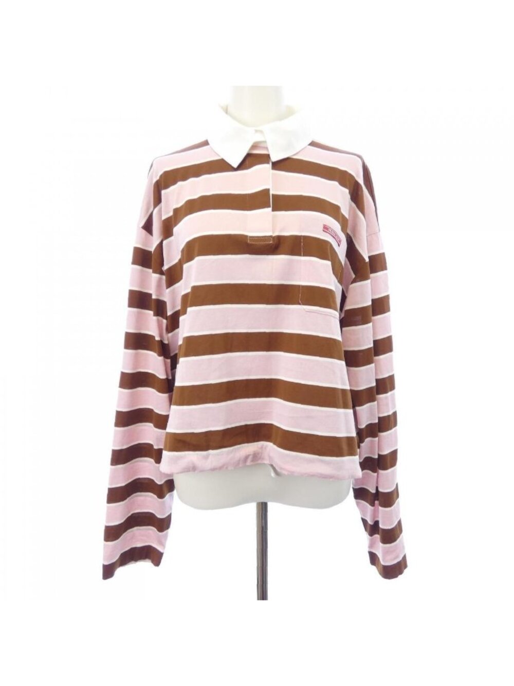 Prada Long Sleeve Bayadere Print Lyle Cotton T-Shirt Polo